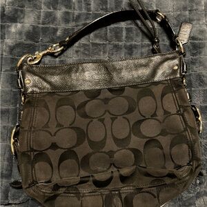 Coach Zoe Black Signature Shoulder Bag